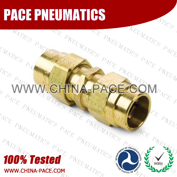Union Straight, Air Brake DOT Compression Fittings For Rubber Hose, DOT Air brake Hose ends, D.O.T. AIR BRAKE REUSABLE FITTINGS, DOT Brass Fittings, Air Brake Fittings for Rubber Tubing, Pneumatic Fittings, Brass Air Fittings